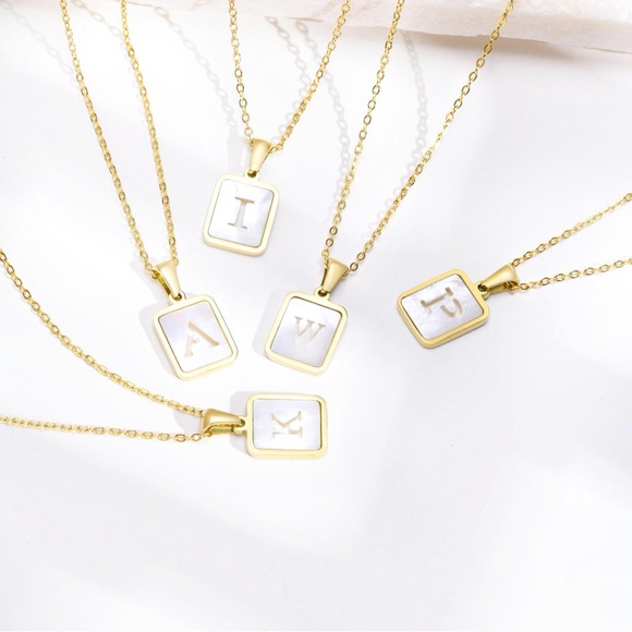 18K Gold Plated Square Pendant Initial Necklace*Letter Necklace*Waterproof*ZX - Picture 7 of 7